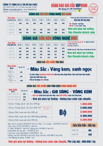 Bảng báo giá cửa cuốn VGPDoor