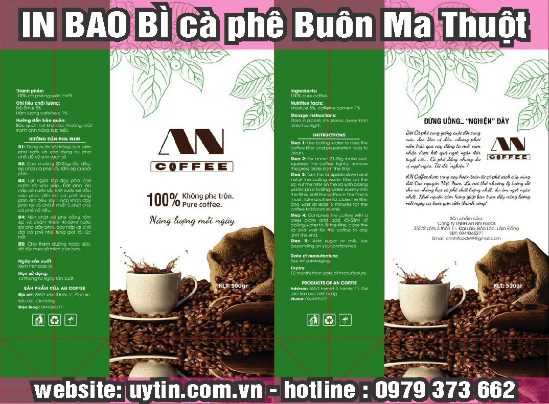 in bao bì cà phê Buôn Ma Thuột