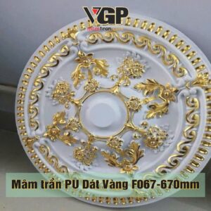 Mâm trần nhựa PU Dát Vàng F067-670mm