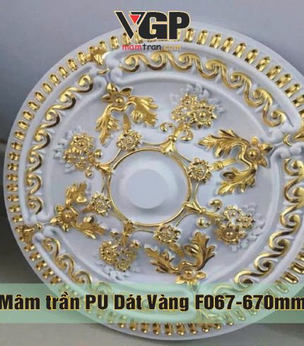 Mâm trần nhựa PU Dát Vàng F067-670mm