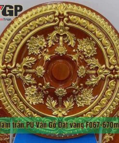 Mâm trần nhựa PU Vân Gỗ Dát vàng F067-670mm BMT daklak