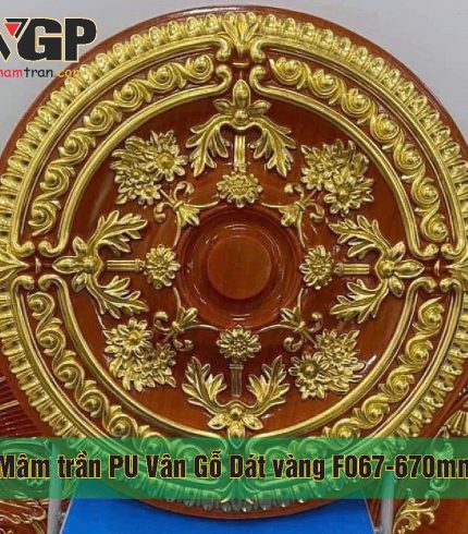 Mâm trần nhựa PU Vân Gỗ Dát vàng F067-670mm BMT daklak