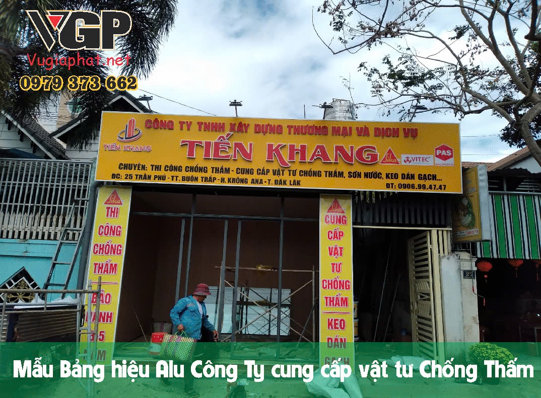 Mẫu bảng Alu chữ nổi đẹp cho công ty dịch vụ chống thấm