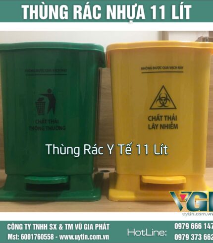 Thùng rác y tế 11 lít bằng nhựa có chân đạp